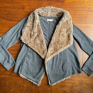 Hollister Faux Fur Collar Cardigan- Size M/L